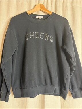 Sub_Urban Riot Black 'CHEERS' Rhinestone Crewneck Sweater